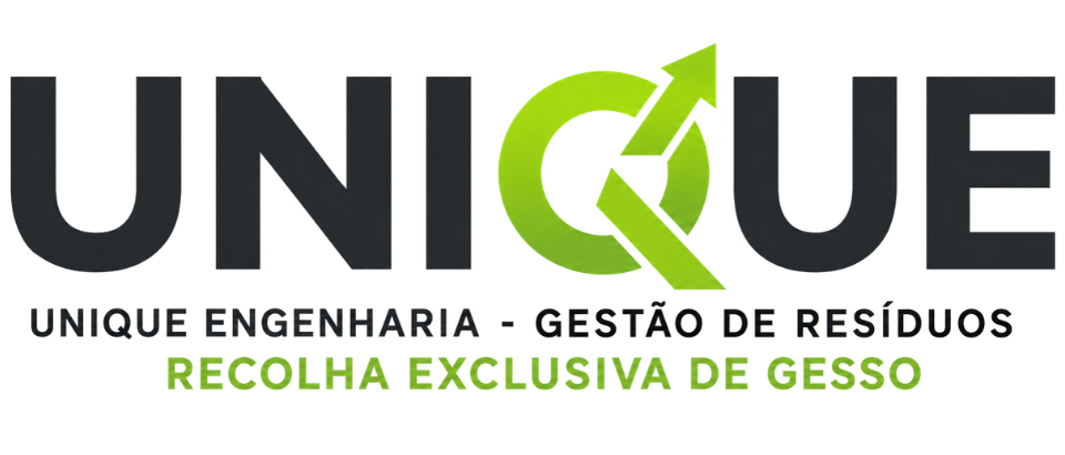 Logo branca da UNIQUE para recolha de gesso e drywall em Goiânia e região.